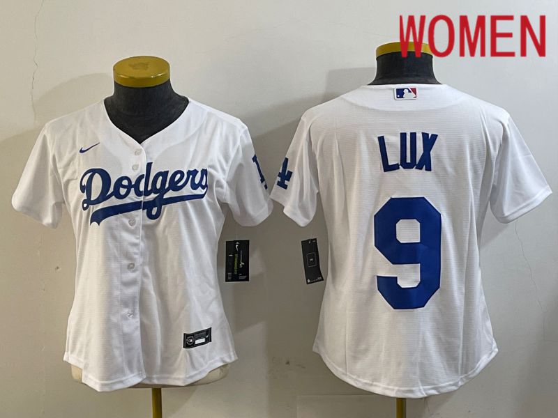 Women Los Angeles Dodgers 9 Lux White Game 2024 Nike MLB Jersey style 1